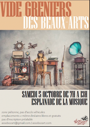 Samedi 5 octobre de 7h à 13h, esplanade de la musique, Beaux Arts